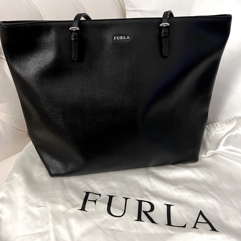 Furla • Large Saffiano Leather Tote • Black